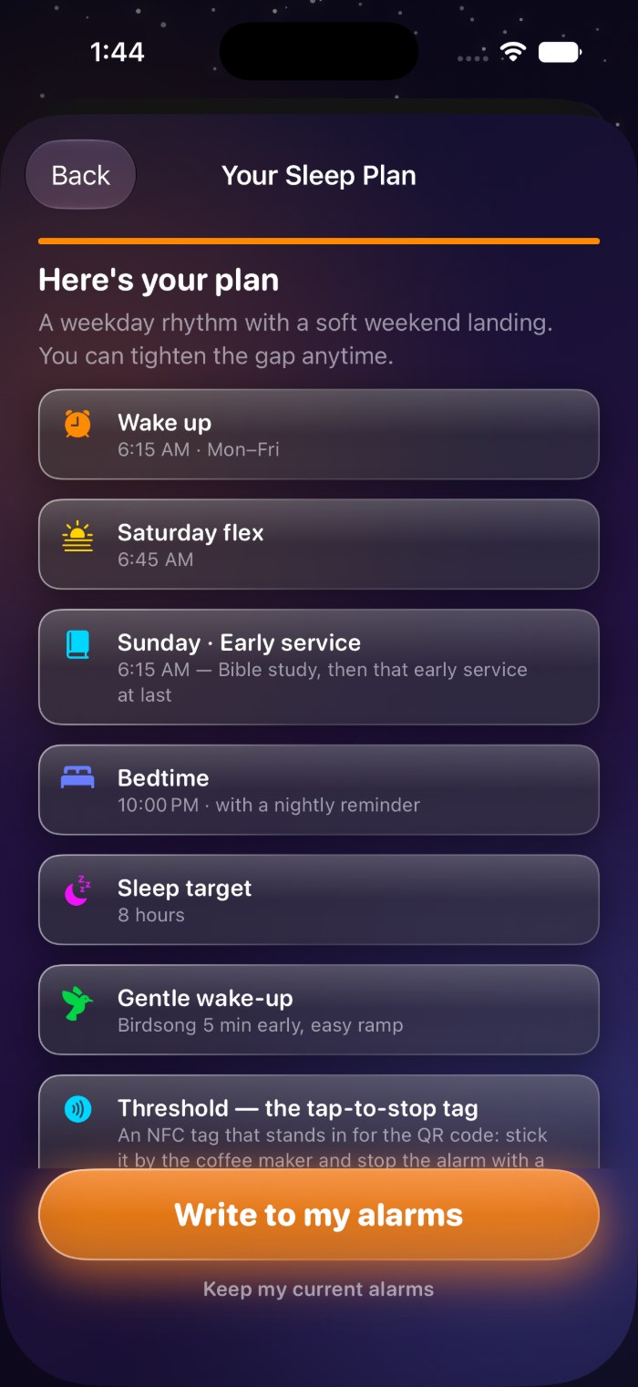 Personalised sleep plan